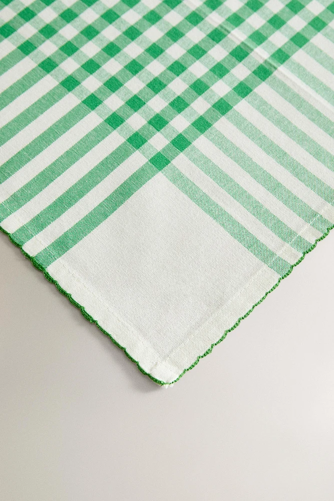 NAPPE COTON TEINTÉ CARREAUX