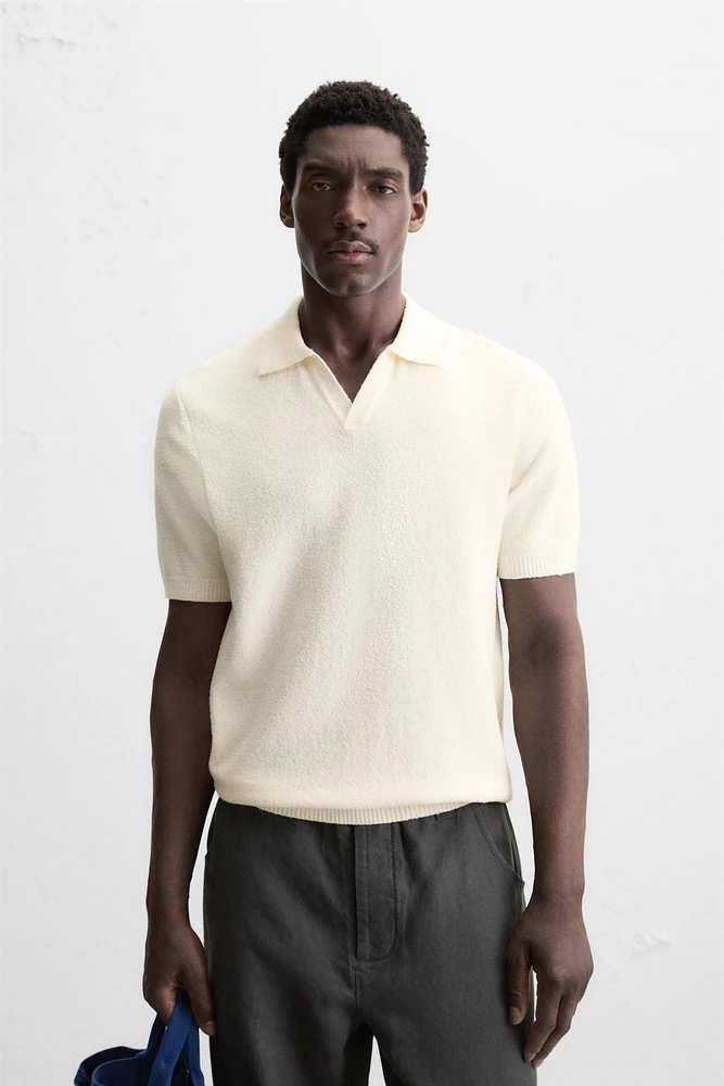 TEXTURED KNIT POLO SHIRT