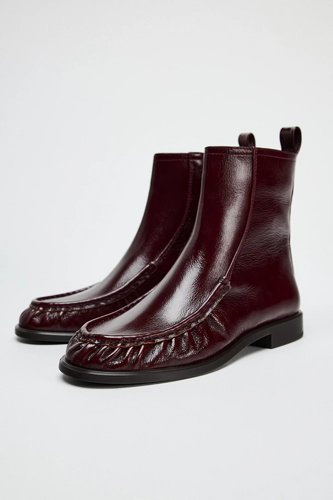 BOTTINES FRONCÉES EN CUIR