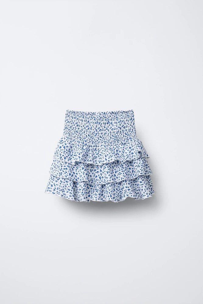 JUPE-SHORT À TEXTURE ET FLEURS