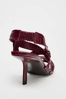 LEATHER STRAPPY HEELED SANDALS