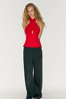 TOP HALTER EN MATIÈRES VARIÉES
