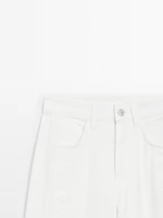 Jean wide leg taille haute avec découpes