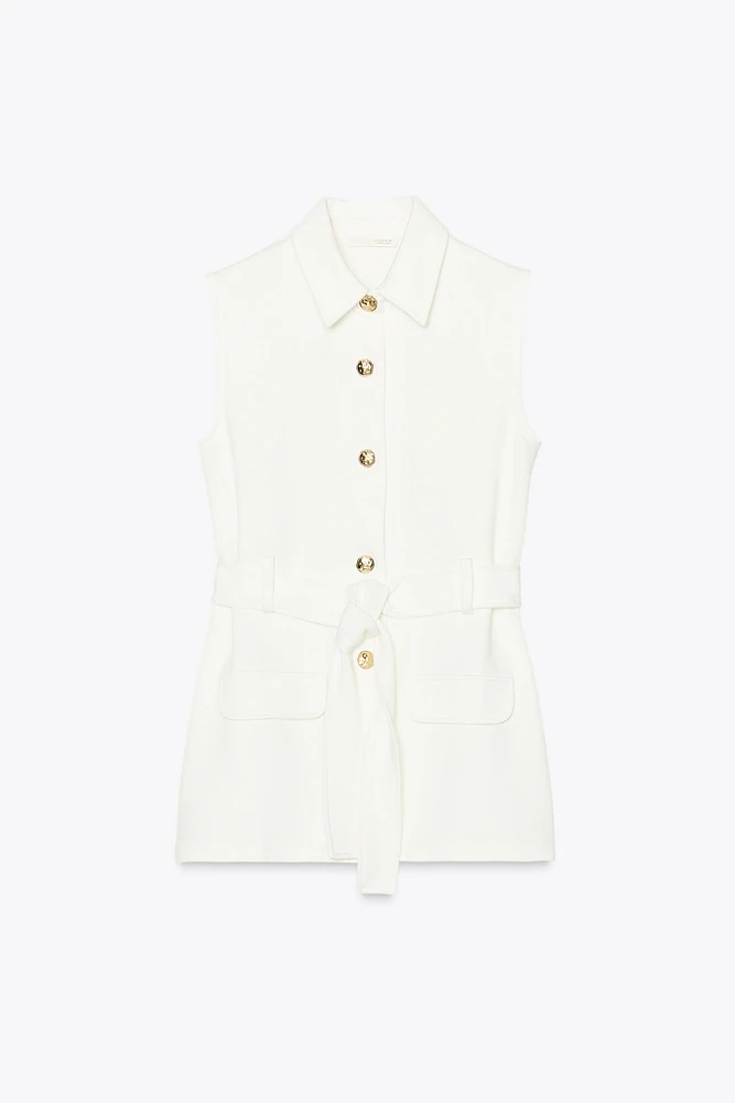 BUTTONED BELT VEST
