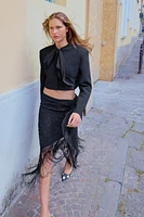 FRINGED EMBROIDERED SKIRT