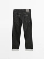 Tapered fit cotton selvedge jeans
