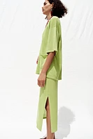 TOP OVERSIZE EN MAILLE MANCHES COURTES