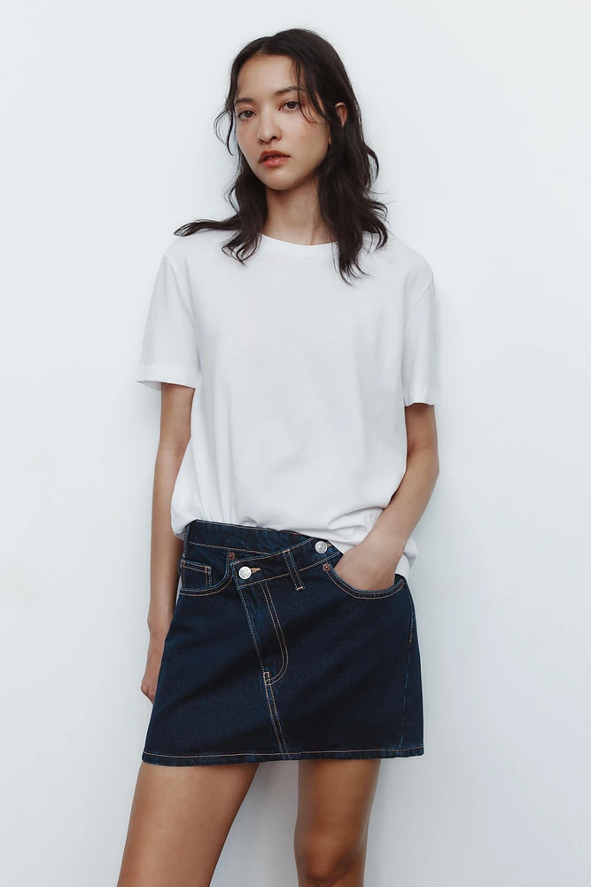 TRF CROSS-WAIST DENIM SKIRT