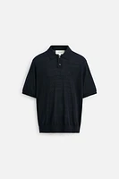 KNIT SILK LINEN POLO SHIRT