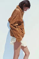 100% SUEDE BOMBER JACKET WITH POCKETS