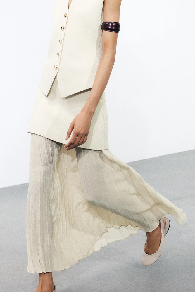 MIXED PLEATED KNIT SKIRT