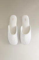 EMBROIDERED FABRIC SLIPPERS