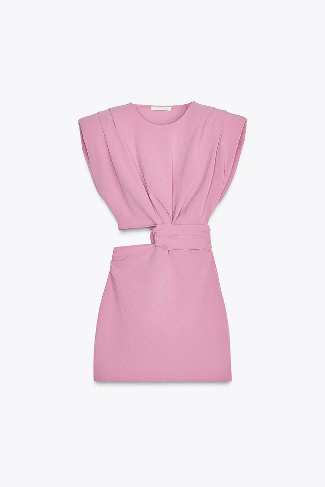 CUT OUT SHOULDER PAD DRESS