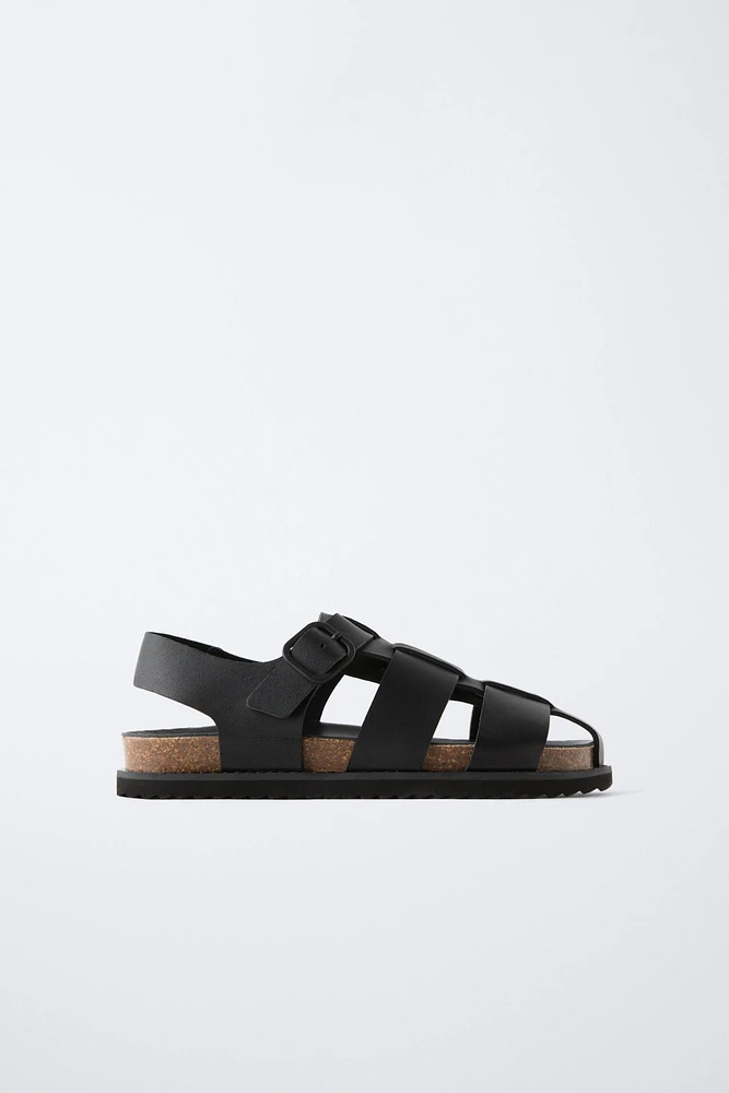 LEATHER CAGE SANDALS