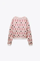 HEART JACQUARD KNIT SWEATER