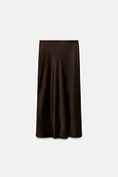 SATIN EFFECT MIDI SKIRT