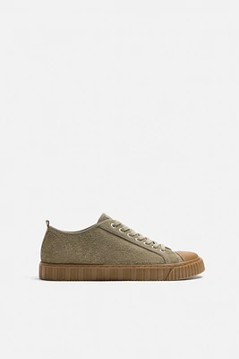 CONTRAST LEATHER SNEAKERS