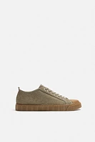 CONTRAST LEATHER SNEAKERS
