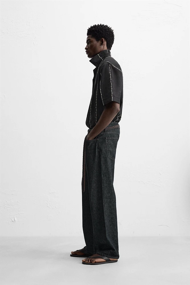 CHEMISE BRODERIE CONTRASTÉE