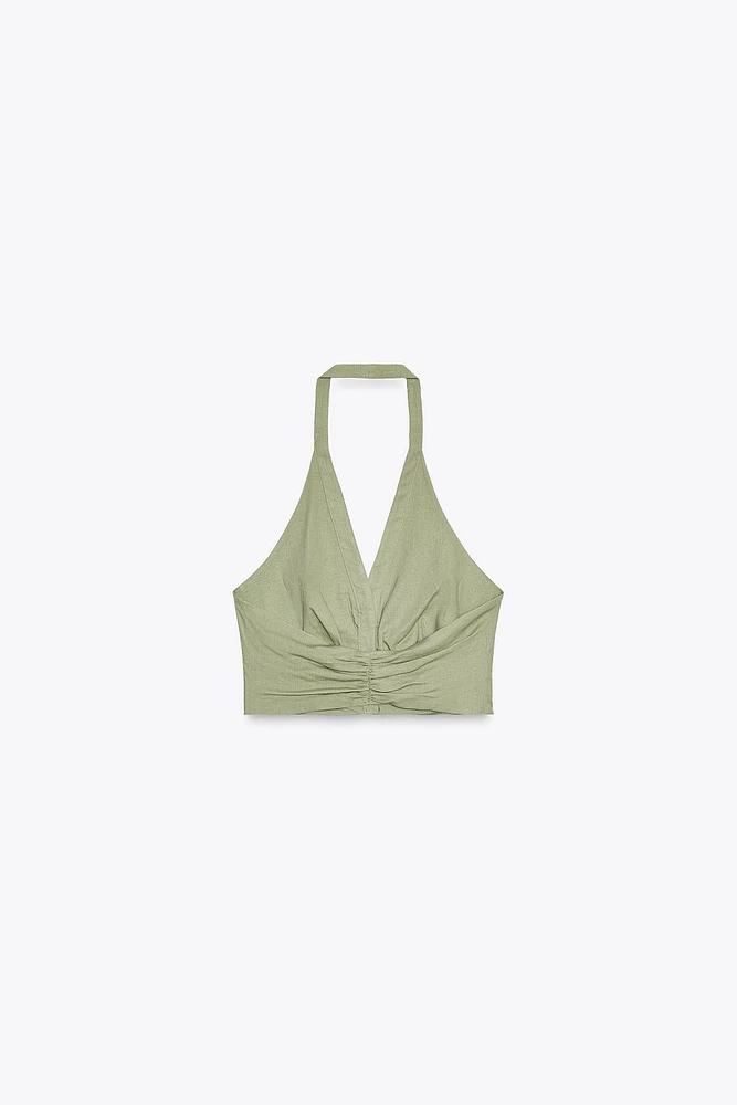 TOP HALTER AVEC LIN