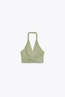 TOP HALTER AVEC LIN