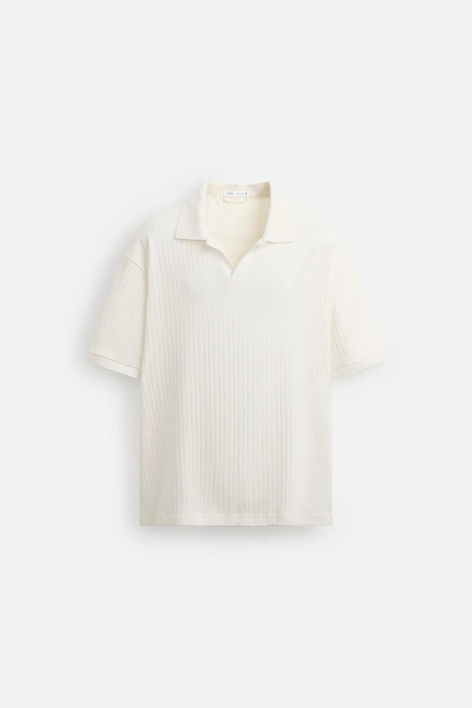 RIBBED TEXTURED POLO SHIRT