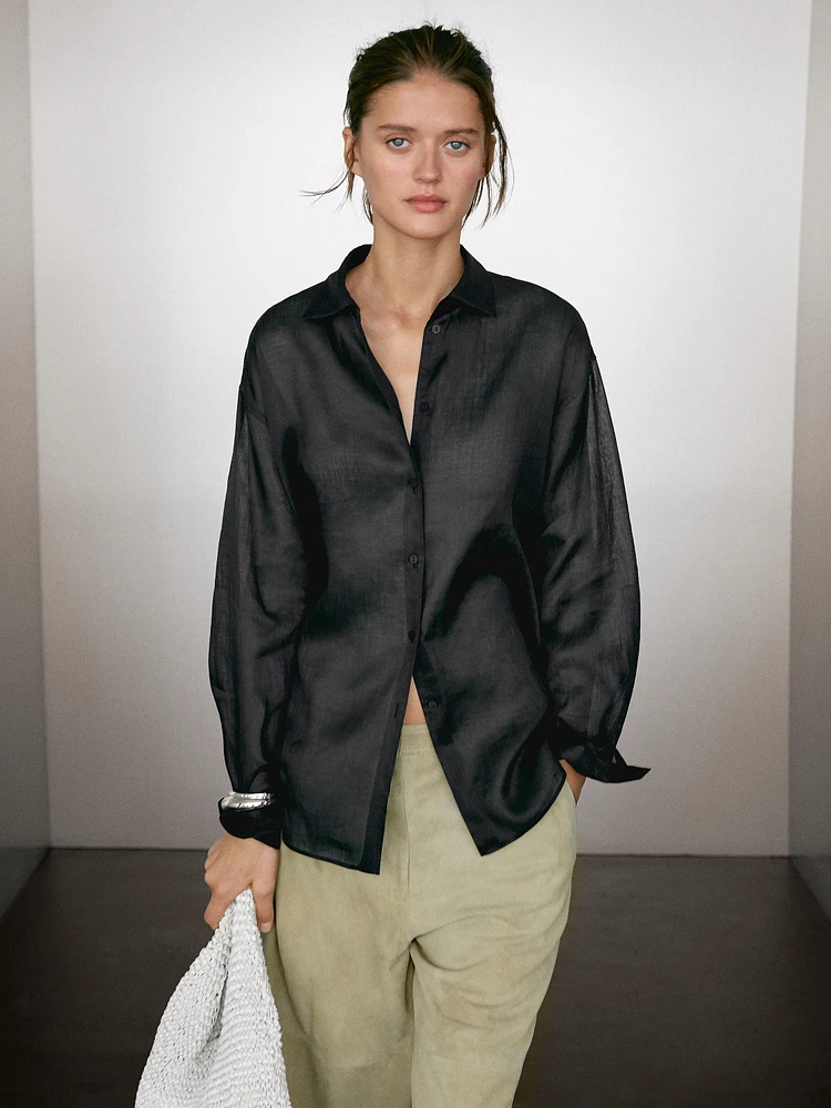 Chemisier léger semi-transparent 100 % ramie