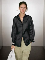 Chemisier léger semi-transparent 100 % ramie