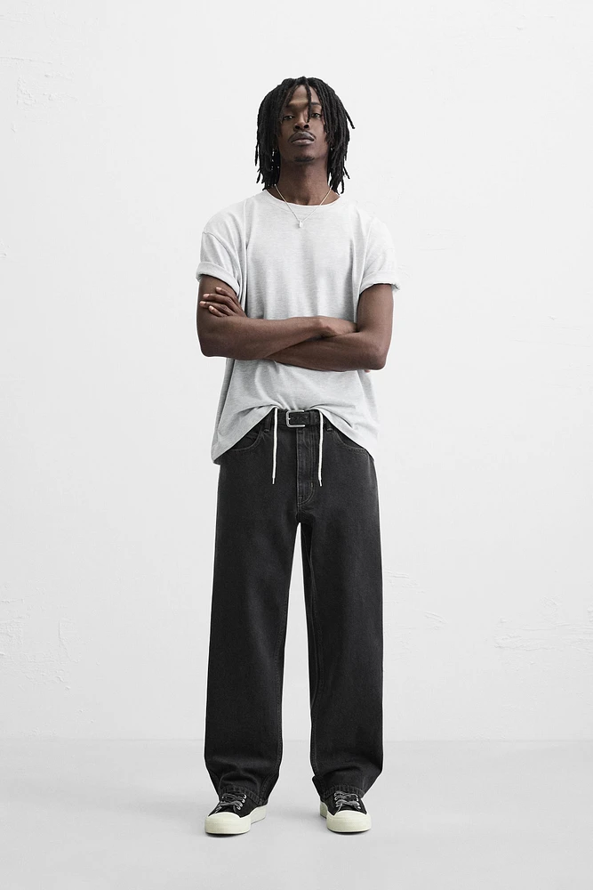 RELAXED FIT DRAWSTRING JEANS