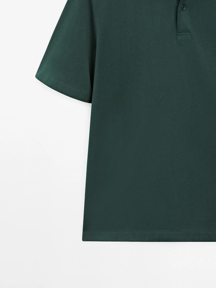 Slim fit cotton blend polo shirt