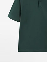 Slim fit cotton blend polo shirt
