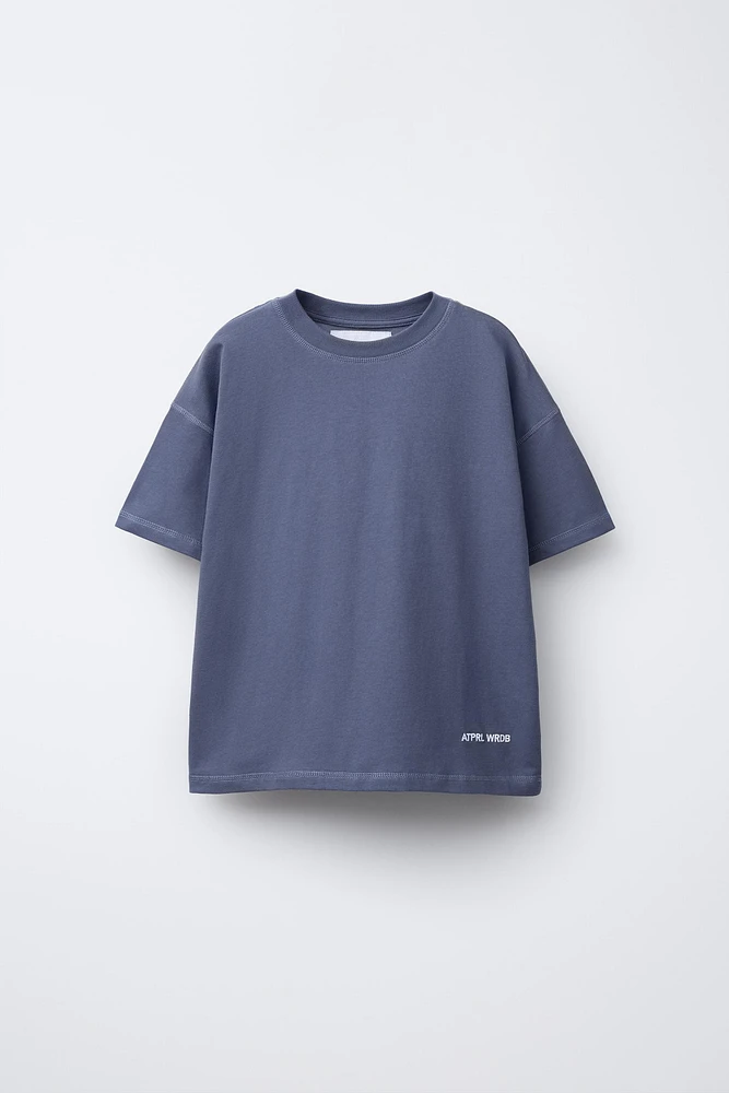 PLAIN EMBROIDERED TEXT T-SHIRT