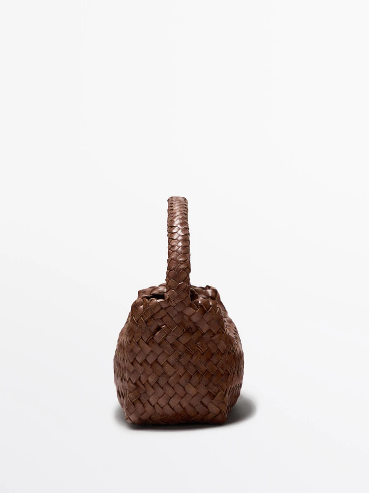 Sac à bandoulière tressé en cuir nappa