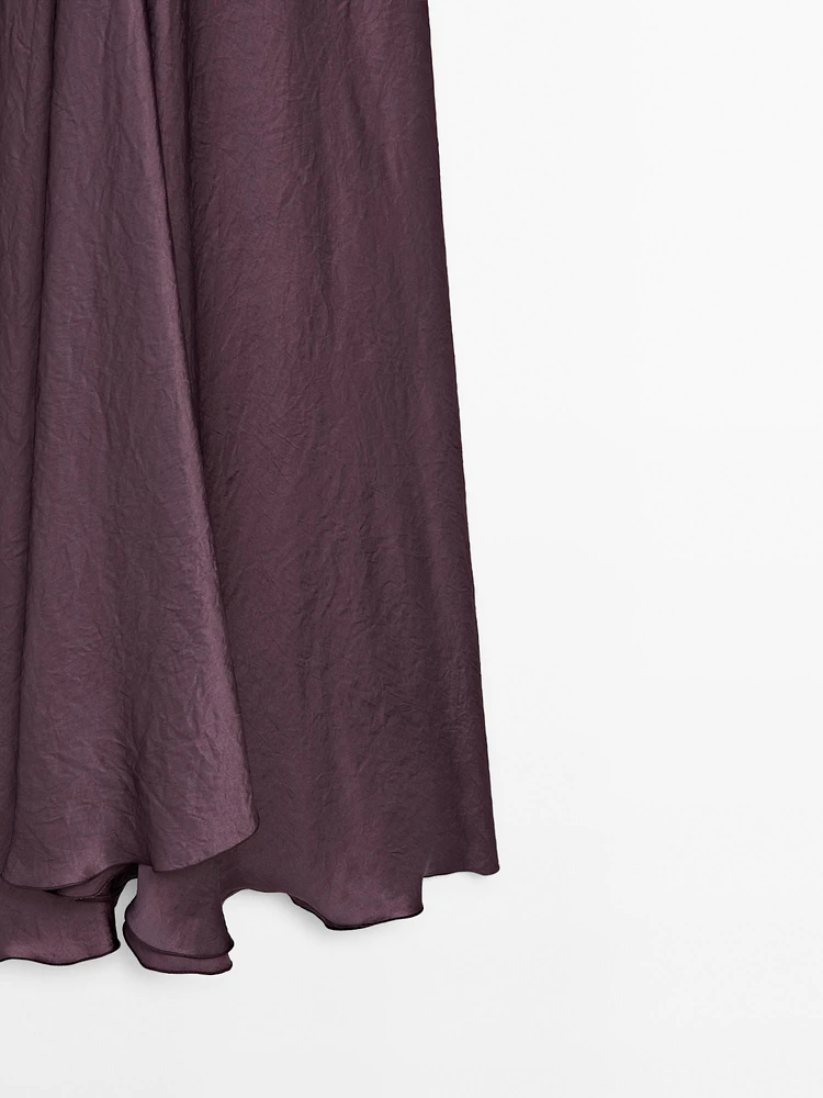 Flowing satin midi dress