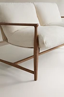 WOODEN COUCH AND CUSHION WITH REMOVABLE COVER