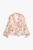 CHEMISE VOLANTS IMPRIMÉ FLEURI