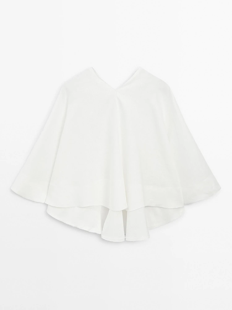 Flowing linen cape shirt - Studio