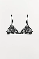 EMBROIDERED MESH TRIANGLE BRALETTE