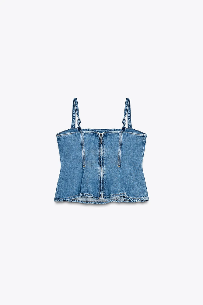 TOP Z1975 EN JEAN À BRETELLES