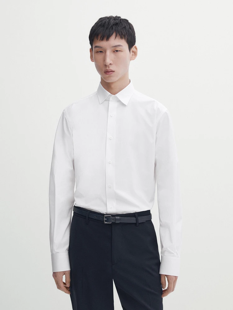 Chemise slim en popeline 100 % coton