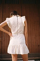 EMBROIDERED BELTED DRESS