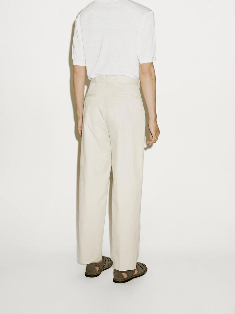 Pantalon à pince en crêpe de coton mélangé - Limited Edition