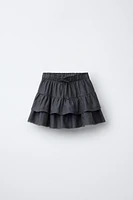 LINEN-BLEND SKORT WITH RUFFLES
