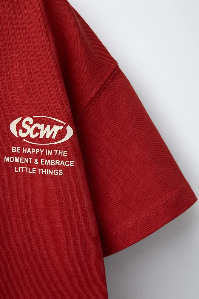 HEAVY WEIGHT TEXT PRINT T-SHIRT