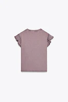 WASHED EFFECT RUFFLE T-SHIRT