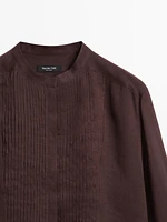 Flowing ramie blend shirt with pintucks