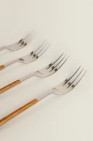 SET OF BRUNCH FORKS WITH WOOD-DESIGN HANDLE