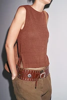 LINEN KNIT VEST TOP