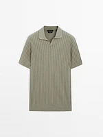 Pull en maille côtelée à col polo