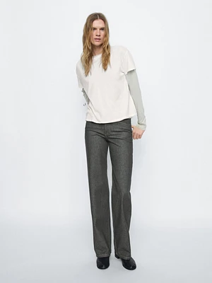 Mid-rise wide-leg cotton jeans